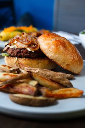 French Onion Burger at The Vegan Nest in Clinton