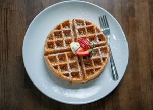 Waffle with Berries at The Vegan Nest in Clinton