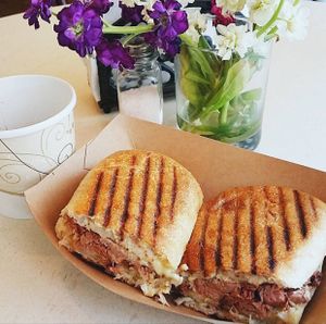 French Dip Sandwich with a French Onion Au Jous  at The Vegan Nest in Clinton
