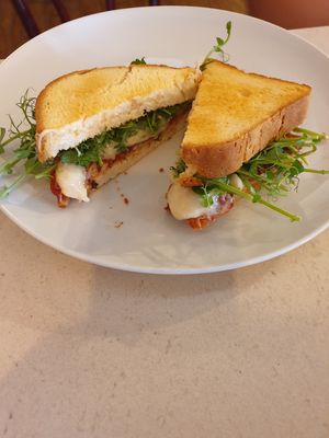 BBQ jackfruit sandwich at The Vegan Nest in Clinton