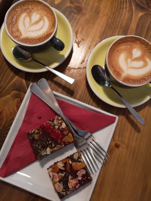 Oat flat whites and fruity flapjacks at Square Peg Coffee House in Swansea