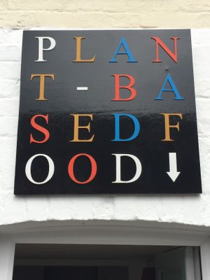Shop Sign at The Mortar & Pestle Vegan Tearoom in Dymchurch
