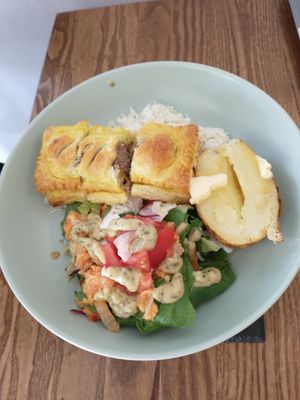 Buddha Bowl (also comes with curry - arrived after taking photo) at The Mortar & Pestle Vegan Tearoom in Dymchurch