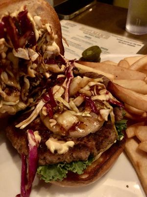 The burger had pineapple!   at Beelman's in Los Angeles