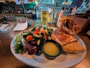 Viet Nom Nom, of course you can get fries or tots instead of the salad! at Beelman's in Los Angeles