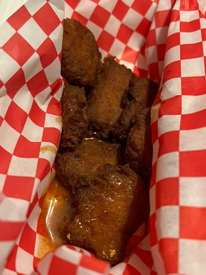 SPICE-LEVEL 5 BUFFALO WINGS  at Heavenly Buffaloes in Durham