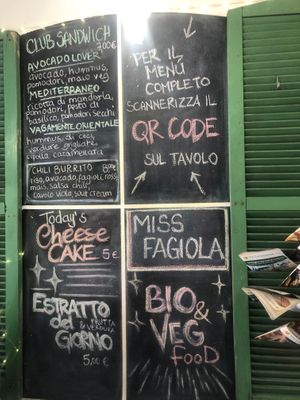 The menu etc at Missfagiola in Bologna
