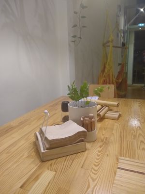 Nice decor with hammocks at Peas in Athens