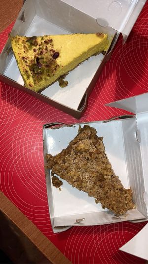 lemon tart and raw apple pie at Peas in Athens