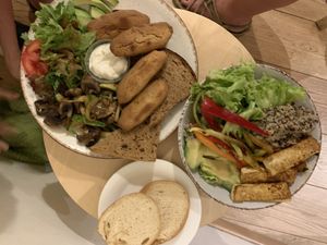 Buddha bowl and tofu nuggets tofu nuggets were a bit dry at Peas in Athens