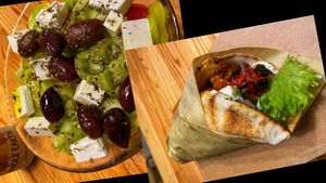 Greek salat + gyros  at Peas in Athens