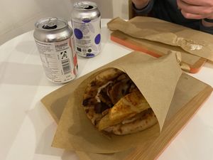 With Kombucha drinks (relatively expensive)   at Peas in Athens