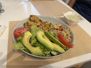 Tempeh Buddha bowl  at Peas in Athens