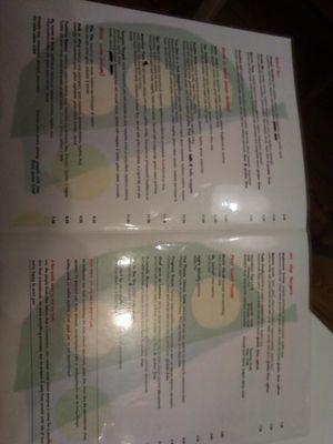 Menu at Peas in Athens