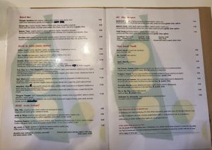 Menu at Peas in Athens
