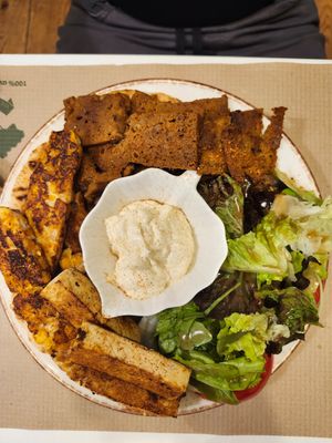 Zen platter (tofu, seitan and tempeh) at Peas in Athens