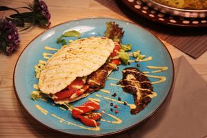 Homemade chickpeas tempeh on a pitta ! at Peas in Athens