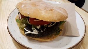 Mushroom burger  at Peas in Athens