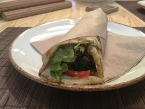 Tasty seitan wrap at Peas in Athens