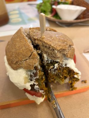 Mushroom burgers  at Peas in Athens