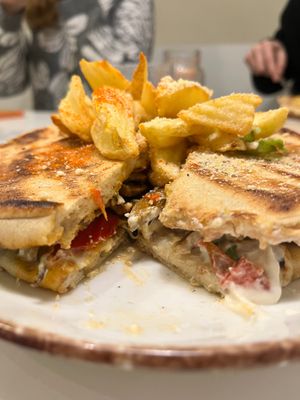 Skepasti (gyros pita with fries) filling. at Peas in Athens