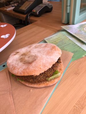 Quinoa lentils burger  at Peas in Athens