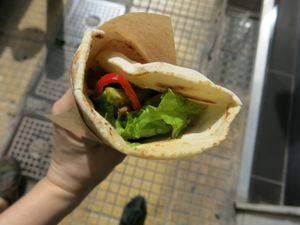 pita with tempeh at Peas in Athens