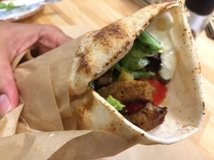 Seitan fillet wrap at Peas in Athens