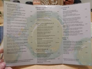 Menu at Peas in Athens