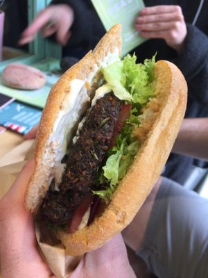 Mushroom burger at Peas in Athens