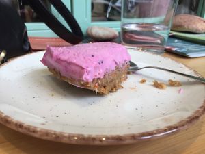 Blueberry cake at Peas in Athens