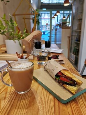 Vegan latte tea! at Peas in Athens