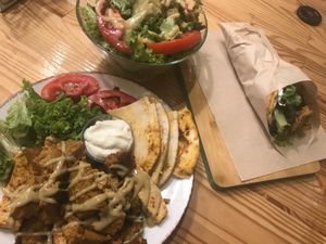 Platter and gyros  at Peas in Athens