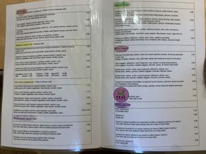 Menu at Peas in Athens