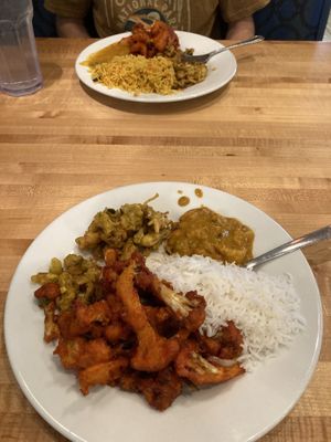 first of two plates for me and first of 3 for my date!  at Madras Mantra in Decatur