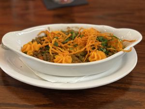 Lentil Mushroom Shepherds Pie. $15 as of 3/23  at Merchants Pub and Plate in Lawrence