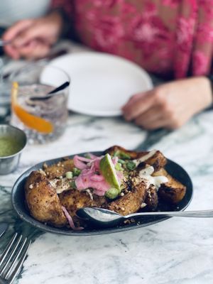 Smashed potatoes  at Hello 123 in Toronto