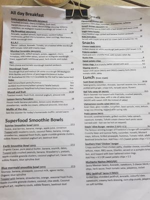 Menu at Nature Cafe/Bar in Frankston