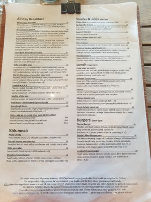 Menu April 2023 at Nature Cafe/Bar in Frankston