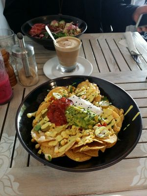 holla nachos and falafel bowl at Nature Cafe/Bar in Frankston