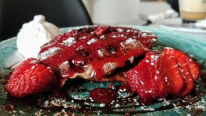 Chocolate berry pancakes at Nature Cafe/Bar in Frankston