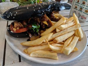 Southern fried "chicken" burger at Nature Cafe/Bar in Frankston