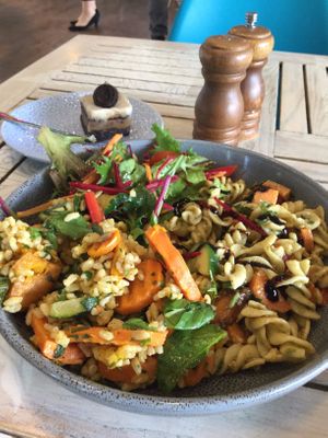 Salad Platter & Raw Vegan Tiramisu at Nature Cafe/Bar in Frankston