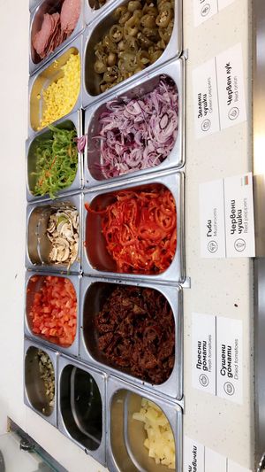 All the toppings  at Pizza Lab in Plovdiv