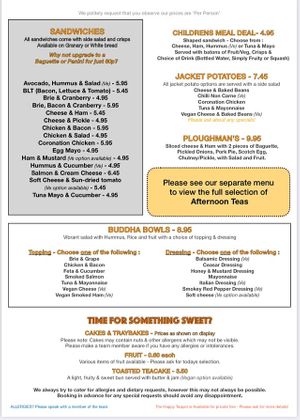 2023 Menu - Happy Teapot Lunch and Sandwich menu  at The Happy Teapot in Worthing