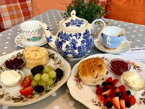 Savoury Cream Tea and a Fruit Cream Tea at The Happy Teapot in Worthing
