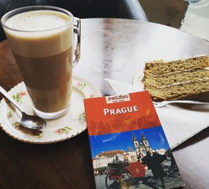 Great coffee and cake (ignore the book, I was doing holiday prep) at The Happy Teapot in Worthing