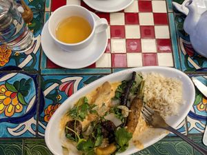 Malaysian curry with tofu at Boulder Dushanbe Teahouse in Boulder