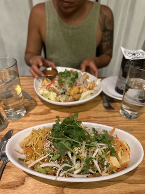 Korean Pan-Fried Noodles w/tofu #Veganuary at Boulder Dushanbe Teahouse in Boulder