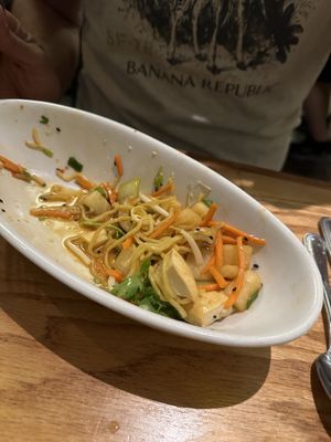 Korean Pan-Fried Noodles with tofu #Veganuary at Boulder Dushanbe Teahouse in Boulder